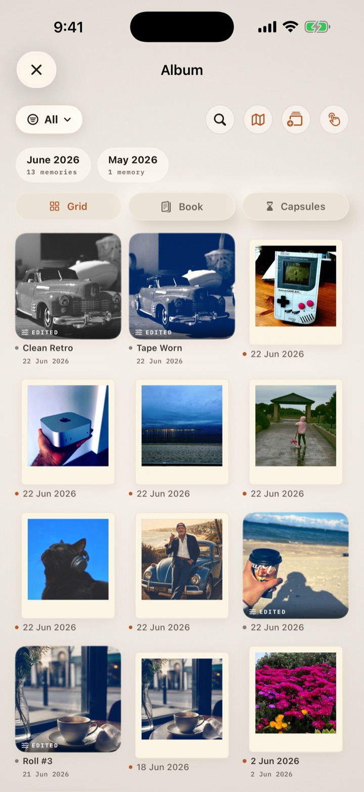 Patina album of polaroid memories